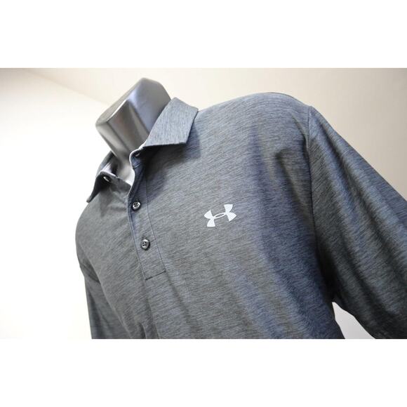 Under Armour Golf Polo Marled HeatGear Performance Athletic Shirt Mens Sz Large - Picture 1 of 9